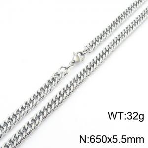 European and American fashion stainless steel 650x5.5mm Cuban chain jewelry temperament silver necklace - KN250688-Z