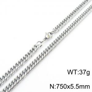 European and American fashion stainless steel 750x5.5mm Cuban chain jewelry temperament silver necklace - KN250690-Z