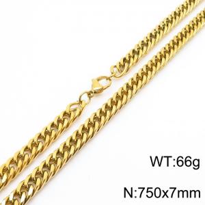 European and American fashion stainless steel 750x7mm Cuban chain jewelry temperament gold necklace - KN250725-Z