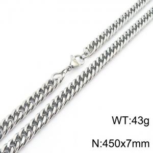 European and American fashion stainless steel 450x7mm Cuban chain jewelry temperament silver necklace - KN250726-Z