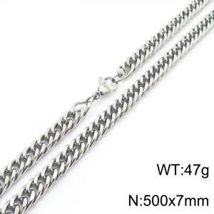 European and American fashion stainless steel 500x7mm Cuban chain jewelry temperament silver necklace - KN250727-Z