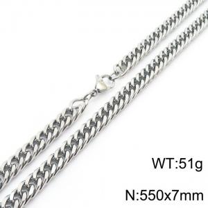 European and American fashion stainless steel 550x7mm Cuban chain jewelry temperament silver necklace - KN250728-Z