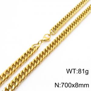 8*700mm Simple vacuum electroplated gold whip chain men's and women's stainless steel Necklace - KN250745-Z