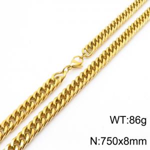 8*750mm Simple vacuum electroplated gold whip chain men's and women's stainless steel Necklace - KN250746-Z