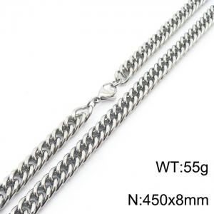 8*450mm Simple Silver Whip Chain Stainless Steel Men's and Women's Necklace - KN250747-Z