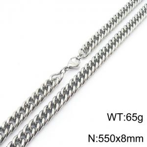 8*550mm Simple Silver Whip Chain Stainless Steel Men's and Women's Necklace - KN250749-Z