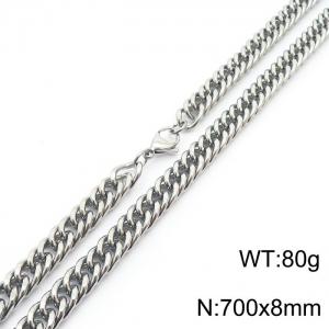 8*700mm Simple Silver Whip Chain Stainless Steel Men's and Women's Necklace - KN250752-Z