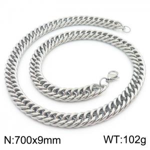 9*700mm Simple Silver Whip Chain Stainless Steel Men's Necklace - KN250773-Z