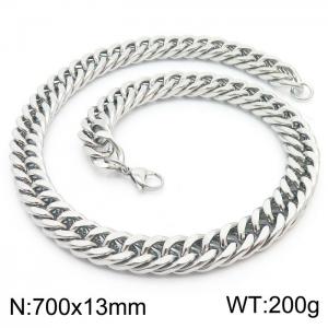 13mm 700mm Stainless Steel Cuban Chain Necklace Silver Color - KN250815-Z