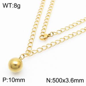 Fashion stainless steel 500 × 3.6mm special chain hanging round bead pendant charm gold necklace - KN250841-ZC