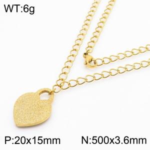 Fashion stainless steel 500 × 3.6mm special chain hanging heart shaped pendant charm gold necklace - KN250843-ZC