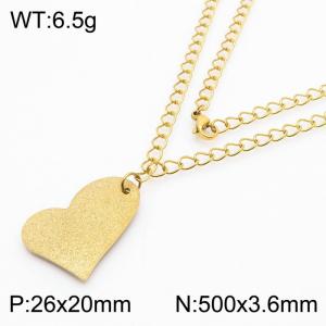 Fashion stainless steel 500 × 3.6mm special chain hanging irregular heart shaped pendant charm gold necklace - KN250844-ZC