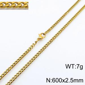 Simple and personalized 600 × 2.5mm stainless steel multi sided grinding chain charm gold necklace - KN250867-Z