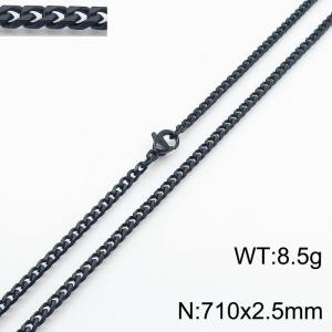 Simple and personalized 710 × 2.5mm stainless steel multi sided grinding chain charm black necklace - KN250876-Z