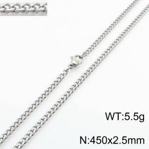 Simple and personalized 450 × 2.5mm stainless steel multi sided grinding chain charm silver necklace - KN250878-Z