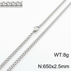 Simple and personalized 650 × 2.5mm stainless steel multi sided grinding chain charm silver necklace - KN250882-Z
