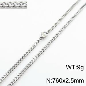 Simple and personalized 760 × 2.5mm stainless steel multi sided grinding chain charm silver necklace - KN250884-Z