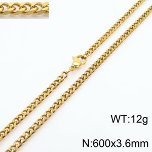 Simple and personalized 600 × 3.6mm stainless steel multi sided grinding chain charm gold necklace - KN250888-Z