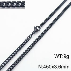 Simple and personalized 450 × 3.6mm stainless steel multi sided grinding chain charm black necklace - KN250892-Z
