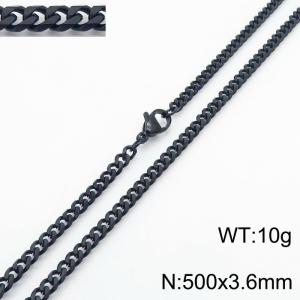Simple and personalized 500 × 3.6mm stainless steel multi sided grinding chain charm black necklace - KN250893-Z