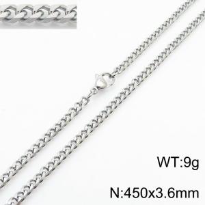 Simple and personalized 450 × 3.6mm stainless steel multi sided grinding chain charm silver necklace - KN250899-Z