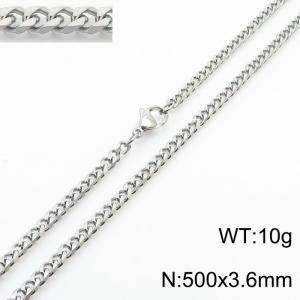 Simple and personalized 500 × 3.6mm stainless steel multi sided grinding chain charm silver necklace - KN250900-Z