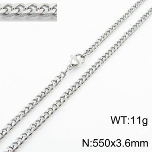 Simple and personalized 550 × 3.6mm stainless steel multi sided grinding chain charm silver necklace - KN250901-Z