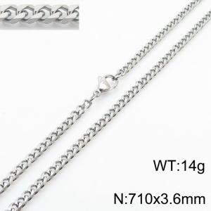 Simple and personalized 710 × 3.6mm stainless steel multi sided grinding chain charm silver necklace - KN250904-Z