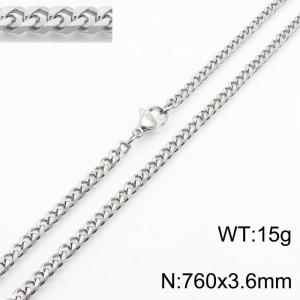Simple and personalized 760 × 3.6mm stainless steel multi sided grinding chain charm silver necklace - KN250905-Z
