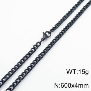 Wholesale Simple 600x4mm Wide Cuban Chain 18k Black Plated Stainless Steel Necklace - KN250916-Z