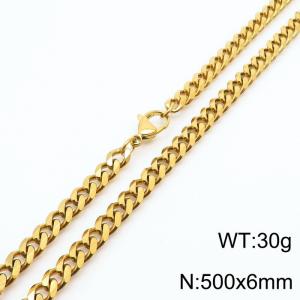 500x6mm stainless steel Cuban necklace for men and women - KN250949-Z