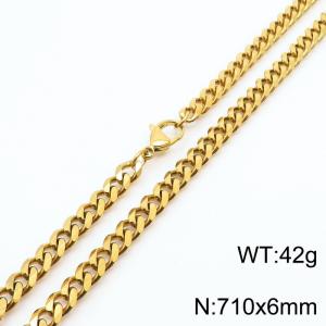 710x6mm stainless steel Cuban necklace for men and women - KN250953-Z