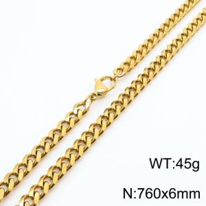 760x6mm stainless steel Cuban necklace for men and women - KN250954-Z