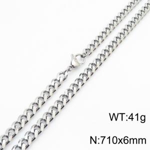 710x6mm stainless steel Cuban necklace for men and women - - KN250967-Z
