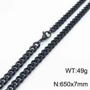 7mm 65cm stylish and minimalist stainless steel black Cuban chain necklace - KN250980-Z