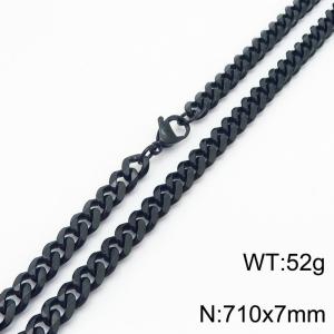 7mm 71cm stylish and minimalist stainless steel black Cuban chain necklace - KN250981-Z