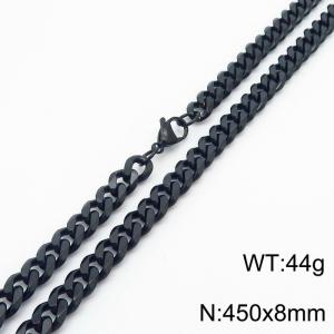 8mm 45cm stylish and minimalist stainless steel black Cuban chain necklace - KN250997-Z