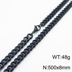 8mm 50cm stylish and minimalist stainless steel black Cuban chain necklace - KN250998-Z