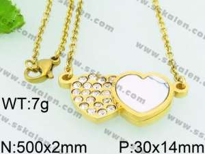 Stainless Steel Stone & Crystal Necklace - KN25102-K