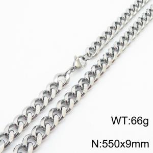 550x9mm Stainless Steel Cuban Necklace for Men and Women - KN251027-Z