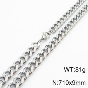710x9mm Stainless Steel Cuban Necklace for Men and Women - KN251030-Z