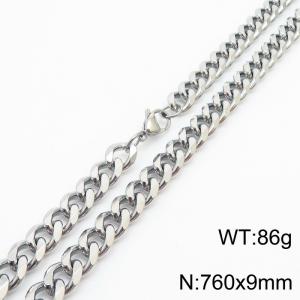 760x9mm Stainless Steel Cuban Necklace for Men and Women - KN251031-Z