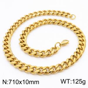 710x10mm Stainless Steel Cuban Necklace Men's and Women's Jewelry - KN251037-Z