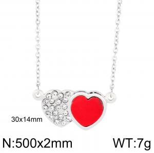 Stainless Steel Stone & Crystal Necklace - KN25104-K