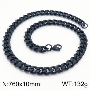 760x10mm Stainless Steel Cuban Necklace Men's and Women's Jewelry - KN251045-Z