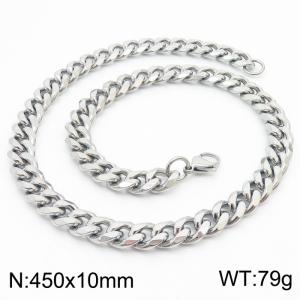 450x10mm Stainless Steel Cuban Necklace Men's and Women's Jewelry - KN251046-Z