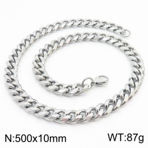 500x10mm Stainless Steel Cuban Necklace Men's and Women's Jewelry - KN251047-Z