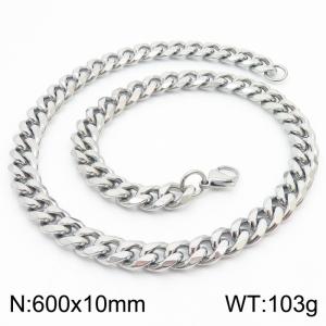 600x10mm Stainless Steel Cuban Necklace Men's and Women's Jewelry - KN251049-Z