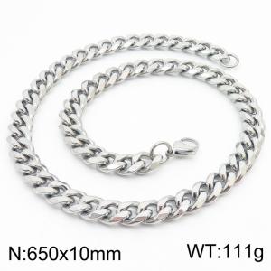 650x10mm Stainless Steel Cuban Necklace Men's and Women's Jewelry - KN251050-Z