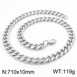 710x10mm Stainless Steel Cuban Necklace Men's and Women's Jewelry - KN251051-Z